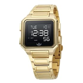 Adidas ADH1830 Unisex Black Digital Gold Plated Bracelet Watch