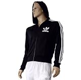 Adidas Herren Hooded Zipper Flock Track Top, black/white, S, 608959