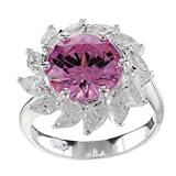 Search : Size 8 Round Pink Cz Entire Gift Center Ring Sterling Silver Jewelry Fashion