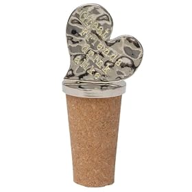 Natural Life WST003 2-3 4-Inch by 1-Inch Wine Stopper, 1-Pack, Silver and Cork