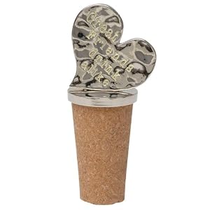 Natural Life WST003 2-3 4-Inch by 1-Inch Wine Stopper, 1-Pack, Silver and Cork