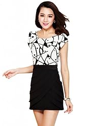 Short Sleeves Cocktail Above the Knee Chiffon/Polyester  Pleated Fitted Geometric Print Bodycon Dress/Evening Dress/Prom Dress/Party Dress/Mini Dress  With Pearls