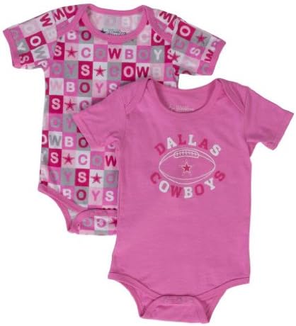 Dallas Cowboys Pink Honey Bun Bodysuit 2pk Onesie Set Youth Size: 24 Month