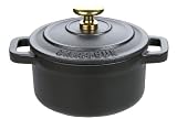 Paderno World Cuisine 4 Inch Black Round Dutch Oven with Black Knob