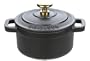 Paderno World Cuisine 4 Inch Black Round Dutch Oven with Black Knob