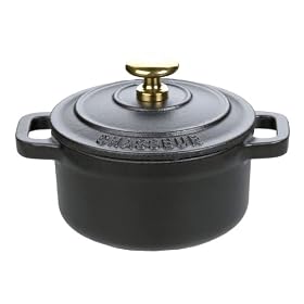 Paderno World Cuisine 4 Inch Black Round Dutch Oven with Black Knob by Paderno World Cuisine