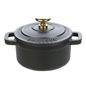 Paderno World Cuisine 4 Inch Black Round Dutch Oven with Black Knob by Paderno World Cuisine