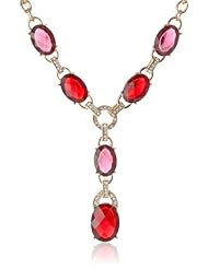 Anne Klein "Estate" Gold-Tone, Ruby Red and Pave Y-Shaped Pendant Necklace, 17"