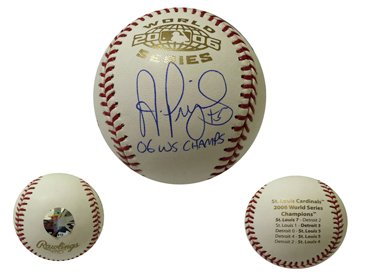Signed Albert Pujols 2006 World Series Baseball 06 WS CHAMPS Pujols is the star St. Louis Cardinals 1st baseman. 3x National League MVP, and 2x World Series Champion (2006 and 2011). Arguably the best player in baseball, Pujols is a 1st ballot Hall of Fame player. Baseball comes with a Certificate of Authenticity from Albert Pujols Family Foundation, Albert's personal charity. Certificate of Authe