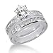 14K White Gold Round & Princess Cut Diamond Matching Bridal Set (1.95ct.tw, HI Color, SI2-3 Clarity)