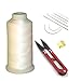 Ninetonine Bonded Nylon Sewing Thread, Curved Needles, Scissors and Thimble Tools Kits (White)