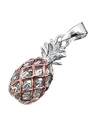 925 Silver Two Tone Rose Small Pineapple Pendant Hawaiian Silver Jewelry