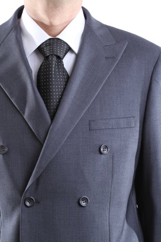 Men's Double Breasted Superior 150s Extra Fine Gray Dress Suit