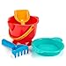 Hape Beach Basics Sand Toy Set Including Bucket Sifter, Rake, and Shovel Toys, Multicolor