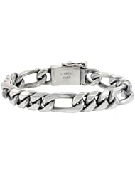 Gents Sterling Silver Figaro Link Bracelet all Handmade 1/2 inch wide, sizes 8, 8.5 & 9 inch