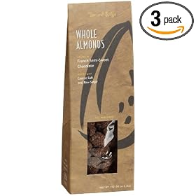 Tom and Sally's Handmade Chocolates, Whole Almonds, 4-Ounce Boxes (Pack of 3)