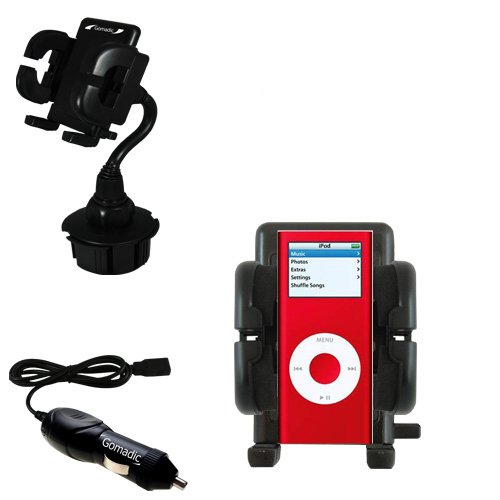 Apple iPod Nano 8GB Auto Cup Holder with Car Charger - Uses Gomadic TipExchange