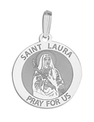 Saint Laura Medal - Available in Solid 14K Yellow or White Gold, or in Sterling Silver