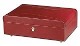 Ragar British Red Leather Contemporary Jewelry Box with Lift out tray