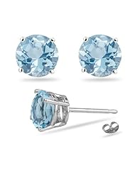 1/2 (0.46-0.55) Cts of 4 mm AA Round Aquamarine Stud Earrings in 18K White Gold