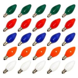 Vickerman 05701 - C7 Candelabra Screw Base Ceramic Multi-Color 25 Pack Christmas Light Bulbs (V471750)