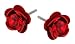 Michal Negrin Silver Coating Earrings with Hand-painted Baby Roses and Red Swarovski Crystals