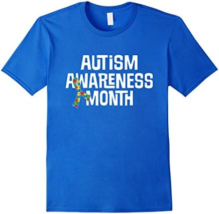 Autism Awareness Month Shirt Puzzle Ribbon T-shirt - Male Large - Royal Blue