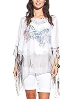 Laura Moretti Blusa Seda (Gris / Azul)