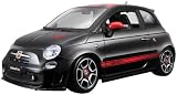 Bburago 15611028BK - Fiat 500 Abarth 2008, met. schwarz/kariertes Dach, 1:18