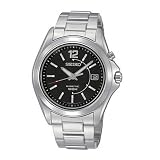 Seiko SE-SKA477 Men039s Watch Stainless Steel Kinetic Black Dial Power Indicator on sale