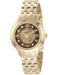 Armitron Womens 75/5174BMGP Swarovski Crystal Accented Gold-Tone Bracelet Watch