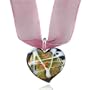 Purple With Gold Foil Heart Murano Glass Pendant