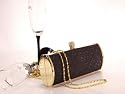 Abendtasche mit Schmuckknopf gold/schwarz