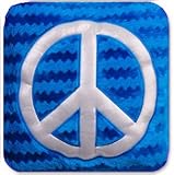 14" Hey Girl Wavy Peace Sign Decorative Accent Pillow - Blue & Silver