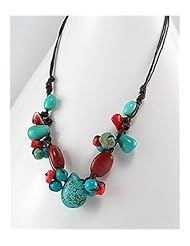 Cotton Waxed Thread Turquoise Necklace