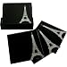 Eiffel Tower Sleek Black Glass Coaster Set