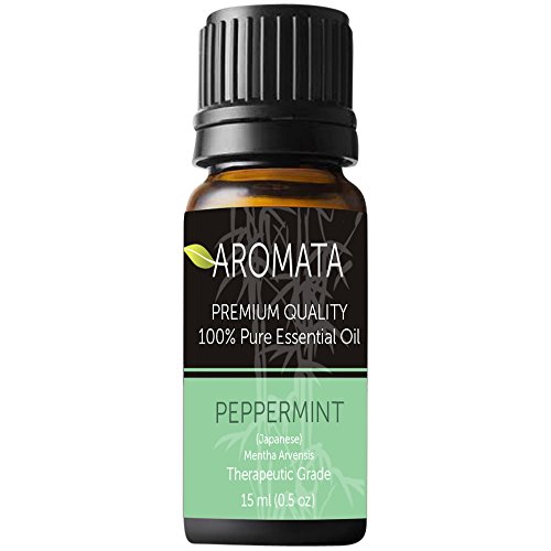 100%-Pure Peppermint (mentha arvenisis) Essential Oil by AROMATA -- Enjoy the research-proven, soothing, therapeutic health benefits of this premium-quality, undiluted, therapeutic-grade peppermint oil and buy with confidence thanks to our 100% money-back guarantee. (15ml)