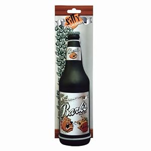 VIP Products Silly Squeakers Barks Beer Bottle Dog Toy, Brown