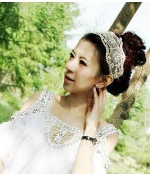 Gracallet 1pcs Elegent Lace Elastic Hair Head Band Hoop Hairbands Headbands Turban For Lady Women Girls (LACE-Light Brown)