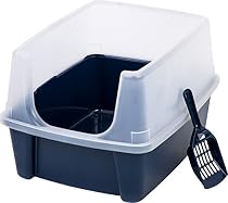 IRIS Open Top Cat Litter Box Kit with Shield and Scoop, Blue
