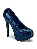 Blue Cheetah Print Glitter Platform Pump - 10