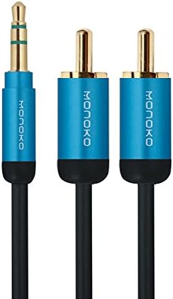 MONOKO Audio Cable, 3.5mm Stereo Male to 2*rca with Metallic Plugs, Od : 3.0mm,blue