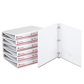 Round Ring Economy Vinyl View Binder, 1in Capacity, White, 12/Ctn