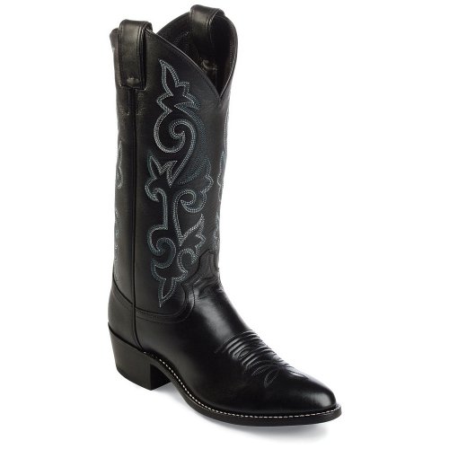 Justin Mens London Cowboy Western Black Leather Boot 9.5 D US