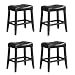 4 24" Saddle Back Black Bar Stools