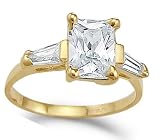 CZ Emerald Solitaire Engagement Ring 14k Yellow Gold Anniversary 3 CT