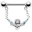 Silver 925 Aqua Guardian Angel Nipple Ring MADE WITH SWAROVSKI ELEMENTS