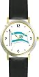 Flag of Israel No.2, Star of David or Mogen David Judaica Jewish Theme - WATCHBUDDY&reg; DELUXE TWO-TONE THEME WATCH - Arabic Numbers - Black Leather Strap-Size-Large ( Men's Size or Jumbo Women's Size )