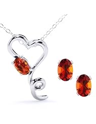 2.45 Ct Ecstasy Topaz Heart Pendant Earrings Silver Set