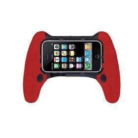 CTA Digtal Rechargeable Stereo Speaker Controller Grip for iPhone and iPod touch - Black/Red